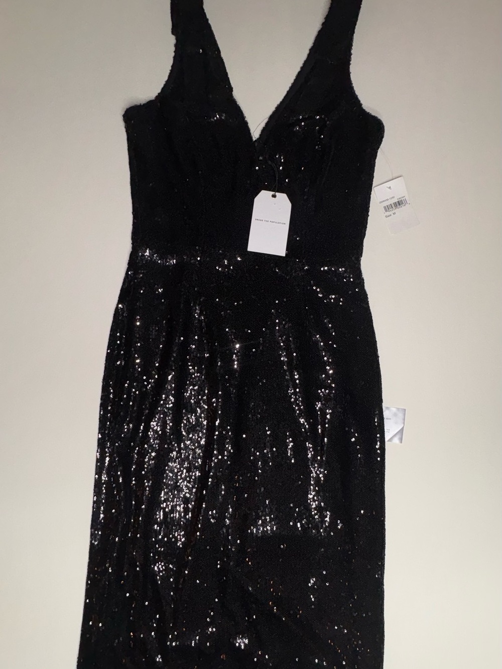 Black Sequin V-Neck Evening Dress